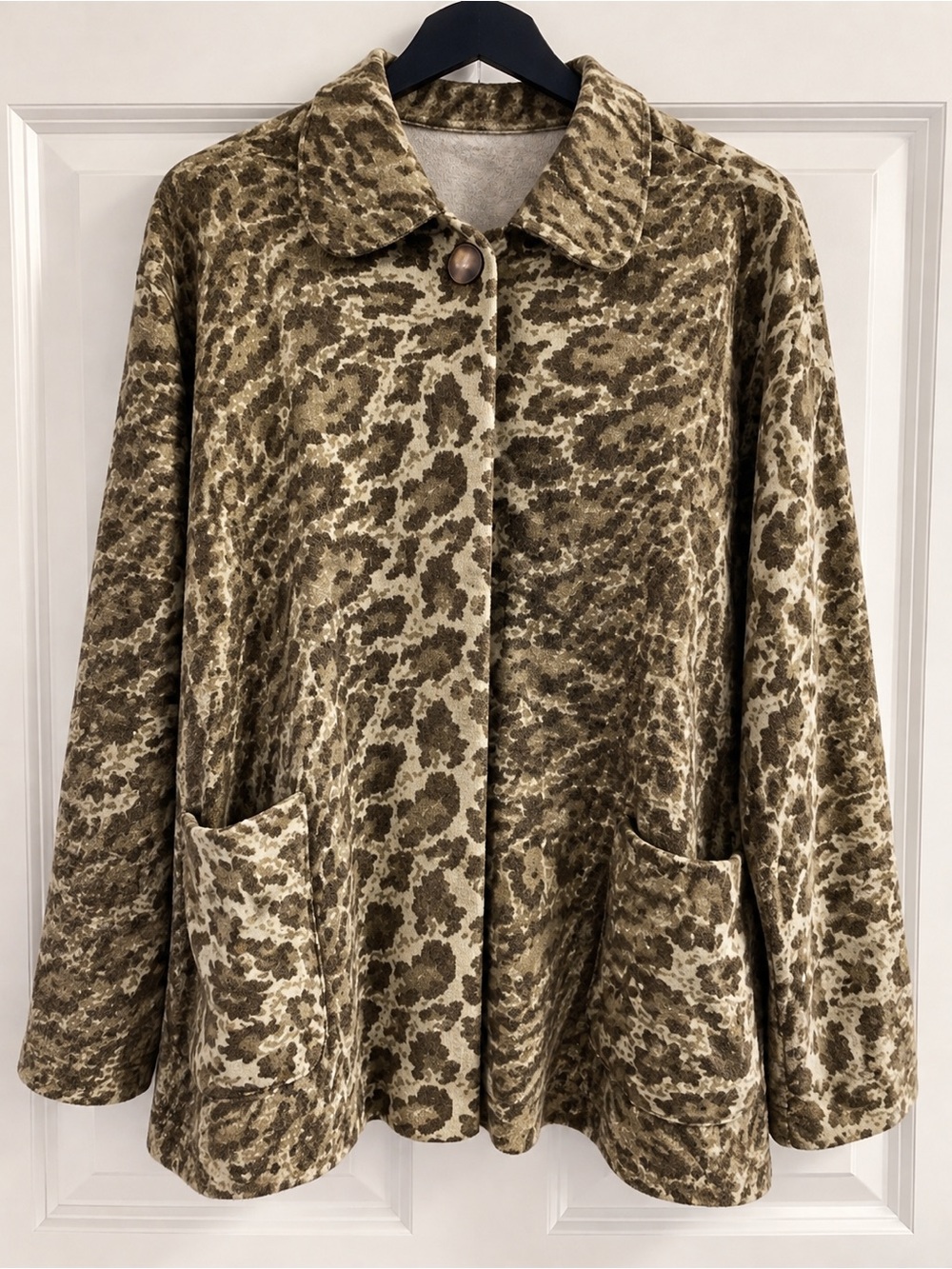 LACE Vintage Animal Print Oversized Cardigan Jacket Green Size M